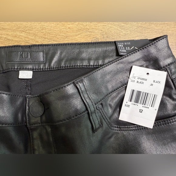 NWT Kut From The Kloth Ana Fab Ab Coated High Waist Flare Jeans Black Size 12 - Picture 7 of 11